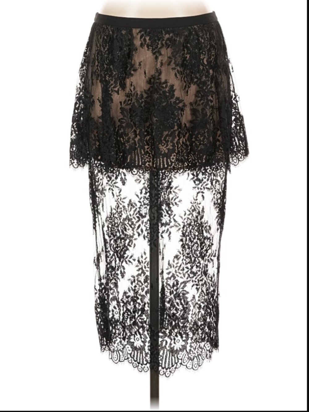 Mason Black Lace and Silk Skirt, Size 6